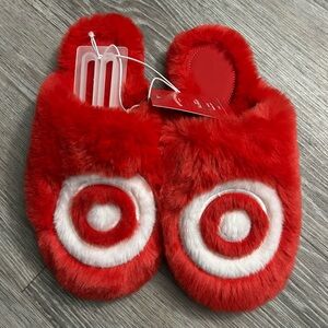 Target Red and White Fuzzy Slippers